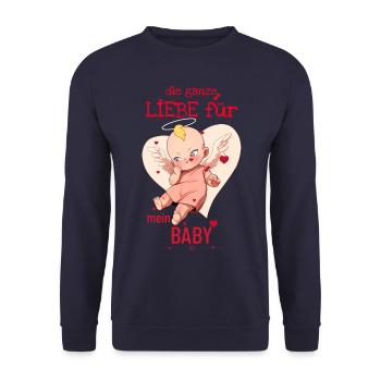 Die Ganze Liebe Für Mein Baby - Unisex Pullover - Navy - Vorne - Alina (178cm) & Michal (187cm)