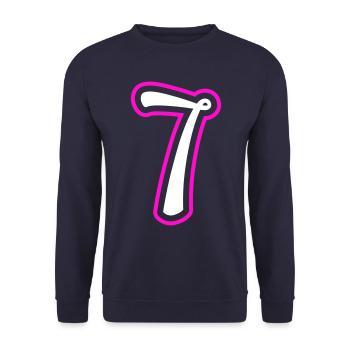 7 Number number - Unisex Sweatshirt - navy - Front - Alina (178cm) & Michal (187cm)