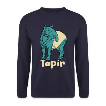 Tapir Strichzeichnung handgezeichnet - Geschenk - Unisex Pullover - Navy - Vorne - Alina (178cm) & Michal (187cm)