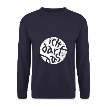 Statement Ich Darf Das Grunge Button 2 - Unisex Pullover - Navy - Vorne - Alina (178cm) & Michal (187cm)