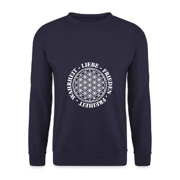 Liebe Frieden Freiheit Wahrheit BDL 2 - Unisex Pullover - Navy - Vorne - Alina (178cm) & Michal (187cm)