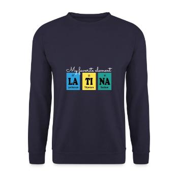Latina Periodensystem LA TI NA - Unisex Pullover - Navy - Vorne - Alina (178cm) & Michal (187cm)