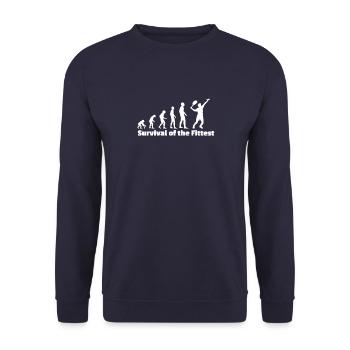 Tennis Spieler Geschenk Evolution - Unisex Pullover - Navy - Vorne - Alina (178cm) & Michal (187cm)