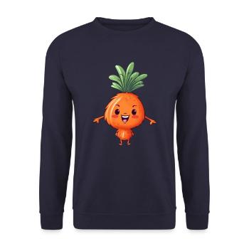Kawaii Carrot Meets Alien: Space Vegetable - Unisex Sweatshirt - navy - Front - Alina (178cm) & Michal (187cm)
