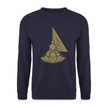 Meditation Segelboot Lotus Innerer Frieden - Unisex Pullover - Navy - Vorne - Alina (178cm) & Michal (187cm)
