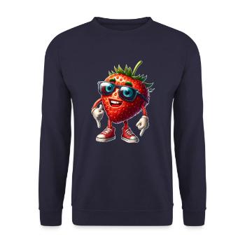 Fraise Soleil d’été Fruité Fruit - Sweat-shirt Unisexe - marine - Devant - Alina (178cm) & Michal (187cm)