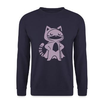 Superhero Cat Silhouette Cloak Minimalist - Unisex Sweatshirt - navy - Front - Alina (178cm) & Michal (187cm)