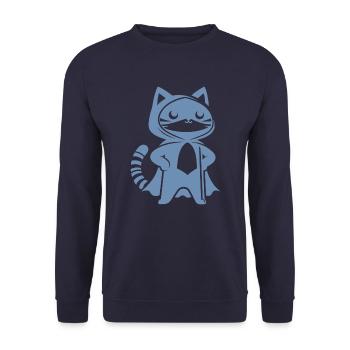 Superhero Cat Silhouette Cloak Minimalist - Unisex Sweatshirt - navy - Front - Alina (178cm) & Michal (187cm)