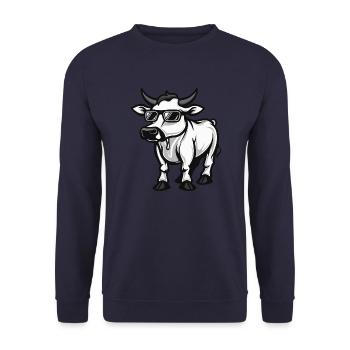 Kuh Cool Comic - Unisex Pullover - Navy - Vorne - Alina (178cm) & Michal (187cm)