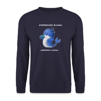 Sternzeichen Blauwal Aszendent Alkohol Wal - Unisex Pullover - Navy - Vorne - Alina (178cm) & Michal (187cm)