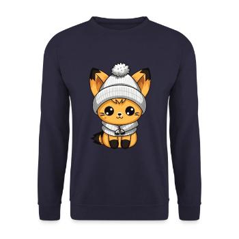 Fuchs Winter Comic - Unisex Pullover - Navy - Vorne - Alina (178cm) & Michal (187cm)