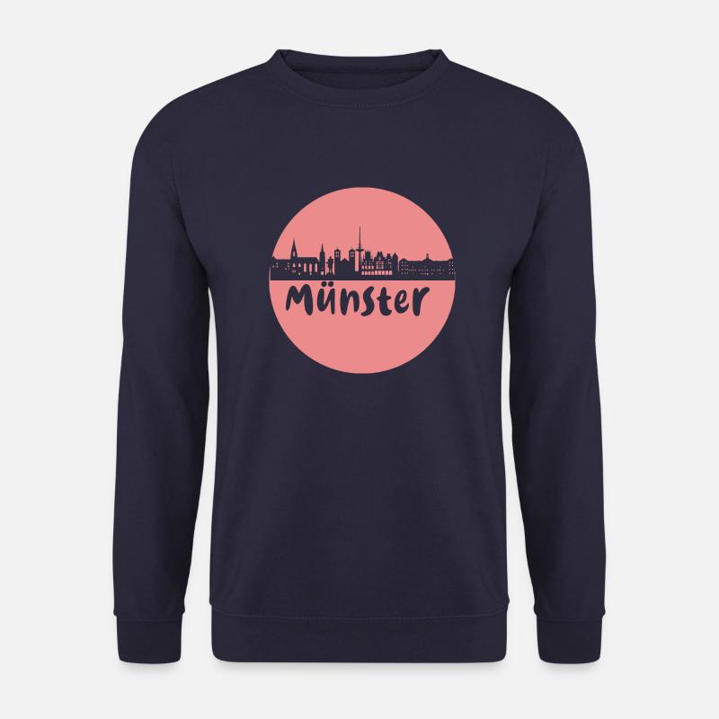 Münster, kreis, skyline,scherenschnitt, apricot - Unisex Pullover - Navy