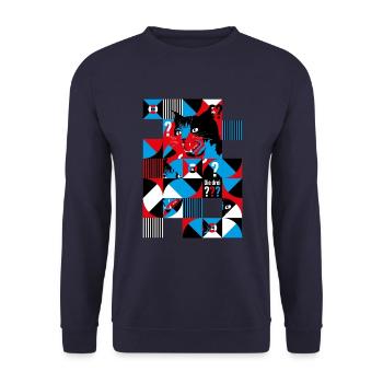 Die Drei ??? Abstraktes Katzen-Design - Unisex Pullover - Navy - Vorne - Alina (178cm) & Michal (187cm)