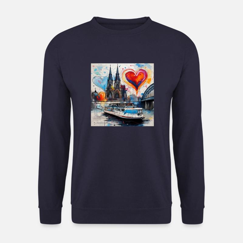 kölner dom,dom,koeln,herzen,malerei,pastell - Unisex Pullover - Navy