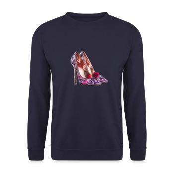 highheels,pailletten,rose,schuhe,glitzer,glamour - Unisex Pullover - Navy - Vorne - Alina (178cm) & Michal (187cm)
