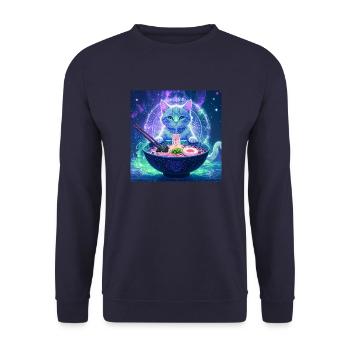 Katze ,Japan ,Kawaii,anime,ramen,Nacht - Unisex Pullover - Navy - Vorne - Alina (178cm) & Michal (187cm)