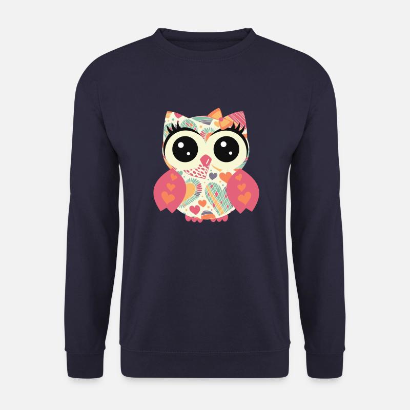 Eule_Retro Herz - Unisex Pullover - Navy