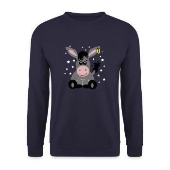 esel kindermotiv - Unisex Pullover - Navy - Vorne - Alina (178cm) & Michal (187cm)