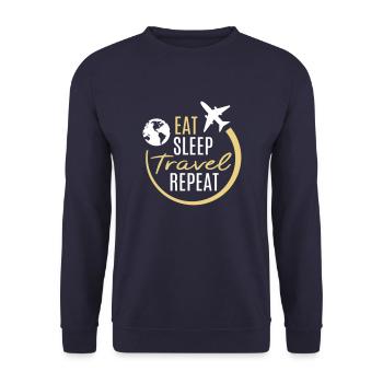 Eat Sleep Travel Repeat Travel Plane Fly - Unisex Sweatshirt - navy - Front - Alina (178cm) & Michal (187cm)