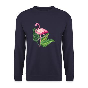 Flamingo Shirt, Flamenco Tasse, Flamingo Liebhaber, - Unisex Pullover - Navy - Vorne - Alina (178cm) & Michal (187cm)