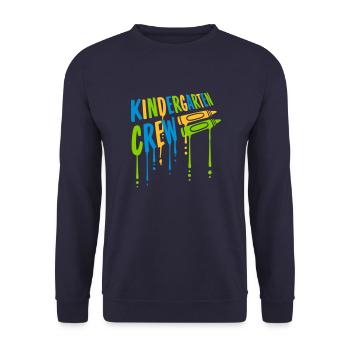 Friends Kindergarten Crew Crayons - Unisex Sweatshirt - navy - Front - Alina (178cm) & Michal (187cm)