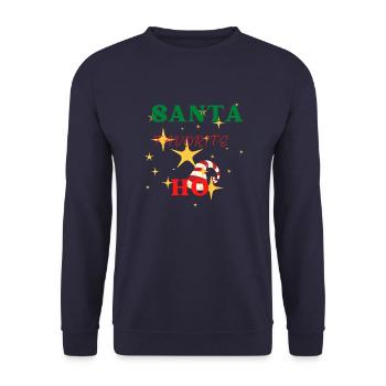 Santa favorite ho, merry Christmas quotes - Unisex Sweatshirt - navy - Front - Alina (178cm) & Michal (187cm)