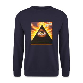 Illuminati Eye - Unisex Sweatshirt - navy - Front - Alina (178cm) & Michal (187cm)
