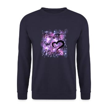 Konfetti im Herzen - Unisex Pullover - Navy - Vorne - Alina (178cm) & Michal (187cm)