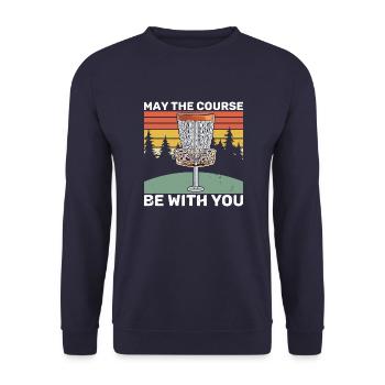Disc golfer Throwing disc Frisbee - Unisex Sweatshirt - navy - Front - Alina (178cm) & Michal (187cm)