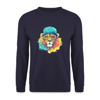 Izi le lion cool - Sweat-shirt Unisexe - marine - Devant - Alina (178cm) & Michal (187cm)