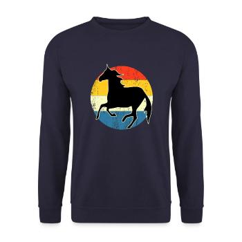 Vintage Retro Horse Sunset For Horse Lovers - Unisex Sweatshirt - navy - Front - Alina (178cm) & Michal (187cm)