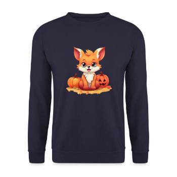 Halloween Autumn: Foxes in the Foliage - Unisex Sweatshirt - navy - Front - Alina (178cm) & Michal (187cm)