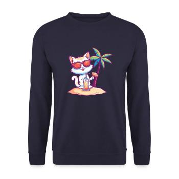 Palmier d’été de l’île aux chats - Sweat-shirt Unisexe - marine - Devant - Alina (178cm) & Michal (187cm)