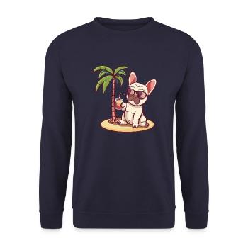 Français Buldog Chien d’été - Sweat-shirt Unisexe - marine - Devant - Alina (178cm) & Michal (187cm)