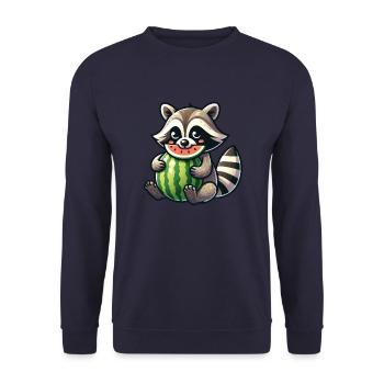 Raccoon with Watermelon Fruity Funny - Unisex Sweatshirt - navy - Front - Alina (178cm) & Michal (187cm)