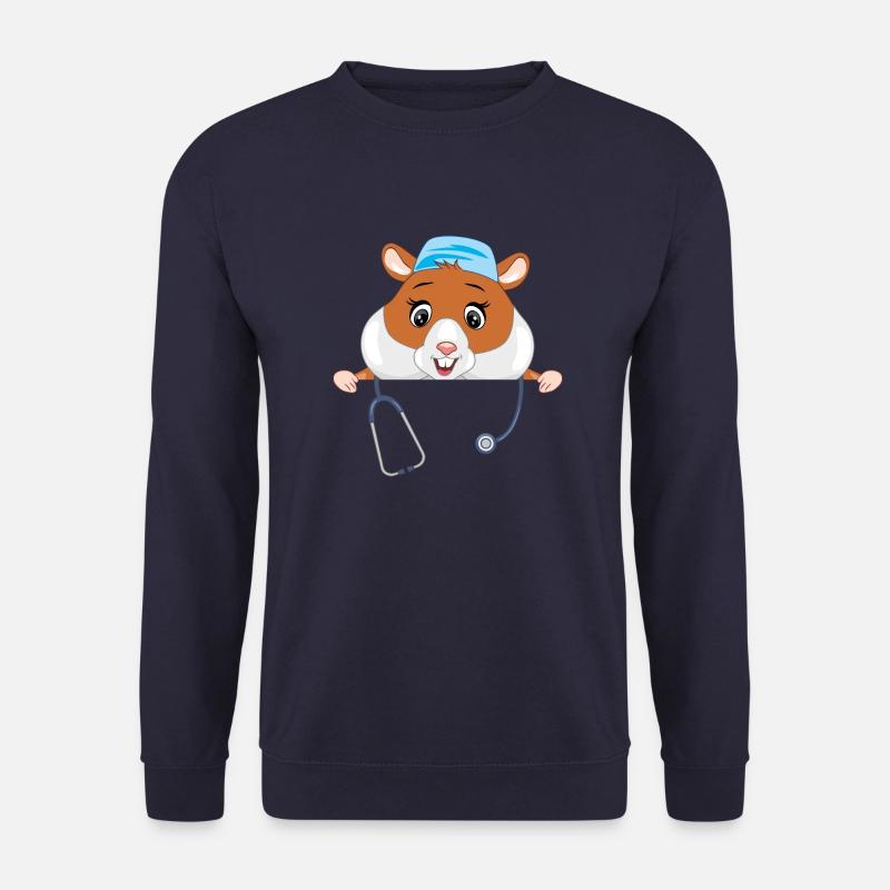 Niedlicher spähender Hamsterarzt mit Stethoskop - Unisex Pullover - Navy