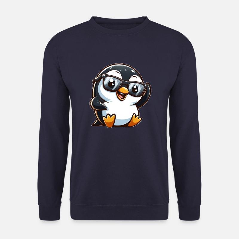 Cooler Pinguin Sonnenbrille Cartoon Spaßig - Unisex Pullover - Navy
