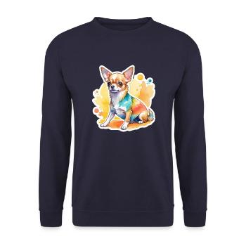 Chihuahua Watercolors - Unisex Sweatshirt - navy - Front - Alina (178cm) & Michal (187cm)