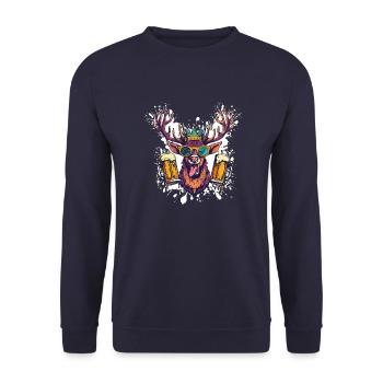 Deer Beer Funny - Unisex Sweatshirt - navy - Front - Alina (178cm) & Michal (187cm)