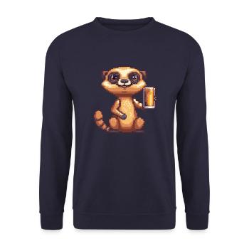 Suricate Bière Pixel - Sweat-shirt Unisexe - marine - Devant - Alina (178cm) & Michal (187cm)