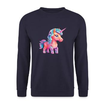 Unicorn Modern Polygon Design - Unisex Pullover - Navy - Vorne - Alina (178cm) & Michal (187cm)