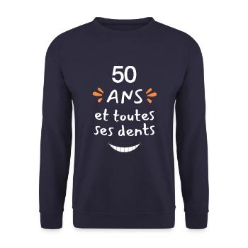 50 Years Humor Gift 50 Years Anniversary - Unisex Sweatshirt - navy - Front - Alina (178cm) & Michal (187cm)