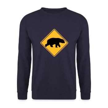 Polar Bear Road Sign - Unisex Pullover - Navy - Vorne - Alina (178cm) & Michal (187cm)