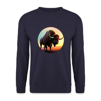 Vache, Buffle, Taureau, Bison au coucher du soleil - Nat - Sweat-shirt Unisexe - marine - Devant - Alina (178cm) & Michal (187cm)