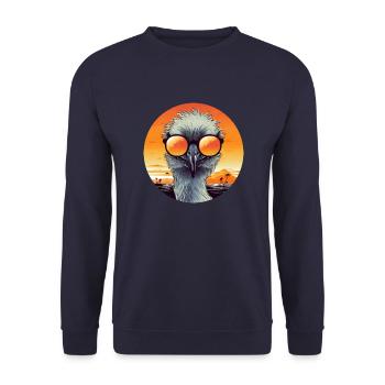 Oiseau frais au coucher du soleil: émeu / autruche avec - Sweat-shirt Unisexe - marine - Devant - Alina (178cm) & Michal (187cm)