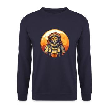 Lion in space - Unisex Sweatshirt - navy - Front - Alina (178cm) & Michal (187cm)