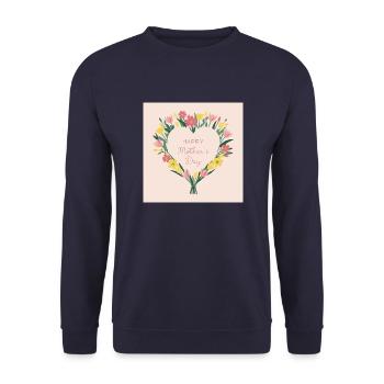 Muttertag Bunter Blumentrauß - Unisex Pullover - Navy - Vorne - Alina (178cm) & Michal (187cm)