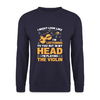 Drôle de violoniste Instrumentiste - Sweat-shirt Unisexe - marine - Devant - Alina (178cm) & Michal (187cm)