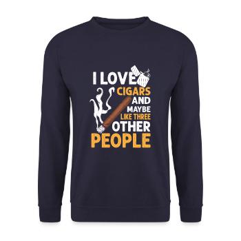 I Love Cigars And 3 People Funny Cigar Lover - Unisex Sweatshirt - navy - Front - Alina (178cm) & Michal (187cm)