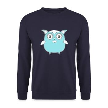 Eule, Comic, nerd, mint, geek, beauty, girly,blau - Unisex Pullover - Navy - Vorne - Alina (178cm) & Michal (187cm)
